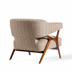 Ward Bennett Ward Bennett Mid Century Sculptural Walnut Lounge Chairs Pair - 4450685