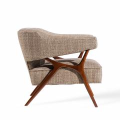 Ward Bennett Ward Bennett Mid Century Sculptural Walnut Lounge Chairs Pair - 4450687