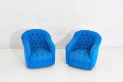 Ward Bennett Ward Bennett Tufted Club Chairs in Original Blue Upholstery 1970 - 1795236