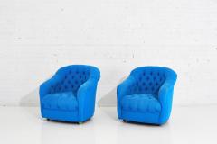 Ward Bennett Ward Bennett Tufted Club Chairs in Original Blue Upholstery 1970 - 1795237