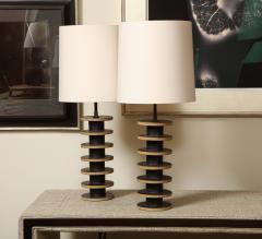 Warner Walcott Pair of Stacked Disc Stoneware Lamps - 2421677