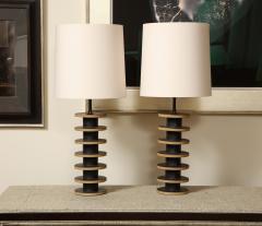 Warner Walcott Pair of Stacked Disc Stoneware Lamps - 2421678