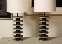 Warner Walcott Pair of Stacked Disc Stoneware Lamps - 2421679