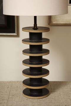 Warner Walcott Pair of Stacked Disc Stoneware Lamps - 2421680