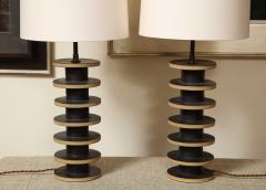 Warner Walcott Pair of Stacked Disc Stoneware Lamps - 2421681