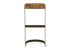 Warren Bacon Pair of Warren Bacon Brass and Wood Horseshoe Cantilever Barstools - 4275018