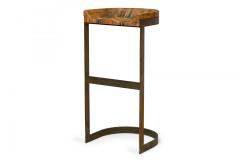Warren Bacon Pair of Warren Bacon Brass and Wood Horseshoe Cantilever Barstools - 4275019