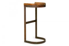 Warren Bacon Pair of Warren Bacon Brass and Wood Horseshoe Cantilever Barstools - 4275021