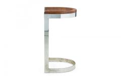 Warren Bacon Pair of Warren Bacon Chrome and Wood Horseshoe Cantilever Bar Stools - 4274996