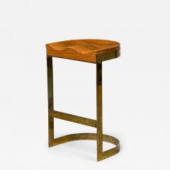 Warren Bacon Warren Bacon Mid Century American Brass and Wood Horseshoe Cantilever Bar Stool - 4307236
