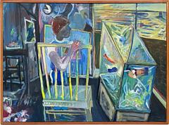 Warren Fischer Vintage Warren Fischer Abstract Painting with Aquarium - 3579038
