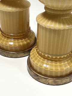 Warren Kessler Pair Murano Butterscotch glass Hand blown Columnar form Lamps - 4337220