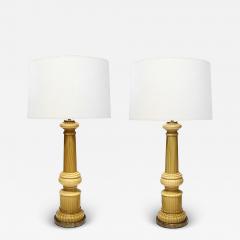 Warren Kessler Pair Murano Butterscotch glass Hand blown Columnar form Lamps - 4337280