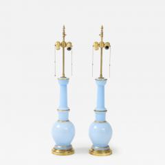 Warren Kessler Warren Kessler Blue Glass And Brass 1950s Table Lamps - 4078599