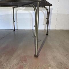Warren McArthur Corporation Warren McArthur Aluminum 42 Square Black Formica Table c 1938 Glass Top - 4412056