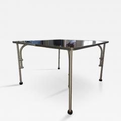 Warren McArthur Corporation Warren McArthur Aluminum 42 Square Black Formica Table c 1938 Glass Top - 4412959