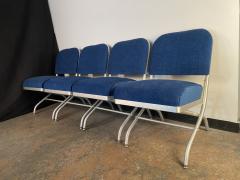 Warren McArthur Set of Four Warren McArthur Aluminum Blue Velvet chairs - 3981719