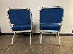 Warren McArthur Set of Four Warren McArthur Aluminum Blue Velvet chairs - 3981721