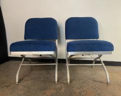 Warren McArthur Set of Four Warren McArthur Aluminum Blue Velvet chairs - 3981732