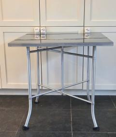 Warren McArthur Warren McArthur Furniture Corp Warren McArthur Aluminum Card Table 30 Formica Top Double X Base c 1938 - 4416279