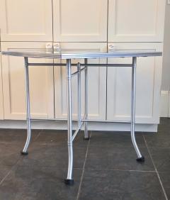 Warren McArthur Warren McArthur Furniture Corp Warren McArthur Aluminum Card Table 30 Formica Top Double X Base c 1938 - 4416284