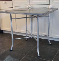 Warren McArthur Warren McArthur Furniture Corp Warren McArthur Aluminum Card Table 30 Formica Top Double X Base c 1938 - 4416285