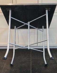 Warren McArthur Warren McArthur Furniture Corp Warren McArthur Aluminum Card Table 30 Formica Top Double X Base c 1938 - 4416286