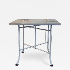 Warren McArthur Warren McArthur Furniture Corp Warren McArthur Aluminum Card Table 30 Formica Top Double X Base c 1938 - 4419182