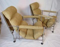 Warren McArthur Warren McArthur Pair of Stainless Steel Lounge Chairs and Ottoman Circa 1935 - 822211