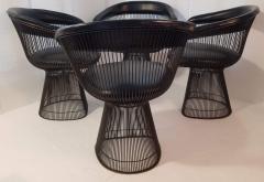 Warren Platner Four Black Leather on Bronze Dining Chairs Warren Platner Knoll circa 1968 - 2716229