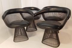 Warren Platner Four Black Leather on Bronze Dining Chairs Warren Platner Knoll circa 1968 - 2716230