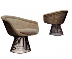 Warren Platner Mid Century Bronze Frame Warren Platner for Knoll Slipper Lounge Chairs - 4333839