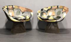 Warren Platner Pair of 1960s Bronze Warren Platner Lounge Chairs New Upholstery - 2924617