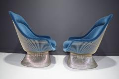 Warren Platner Pair of Warren Platner for Knoll Easy Chairs in Blue Mohair - 2532899