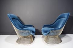 Warren Platner Pair of Warren Platner for Knoll Easy Chairs in Blue Mohair - 2532900