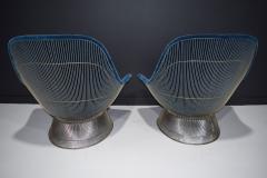 Warren Platner Pair of Warren Platner for Knoll Easy Chairs in Blue Mohair - 2532901