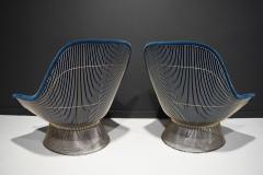 Warren Platner Pair of Warren Platner for Knoll Easy Chairs in Blue Mohair - 2532906