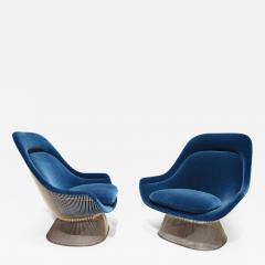 Warren Platner Pair of Warren Platner for Knoll Easy Chairs in Blue Mohair - 2533979