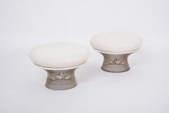 Warren Platner Pair of reupholstered vintage Mid century ottomans by Warren Platner for Knoll - 3205358