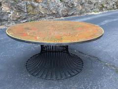 Warren Platner SIGNED MID CENTURY DECORATED METAL TOP WARREN PLATNER STYLE COFFEE TABLE - 1920929