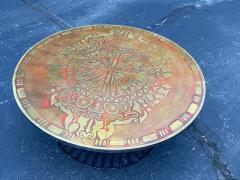 Warren Platner SIGNED MID CENTURY DECORATED METAL TOP WARREN PLATNER STYLE COFFEE TABLE - 1920930