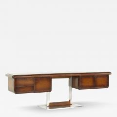 Warren Platner Warren Platner Style Mid Century Walnut and Chrome Credenza - 3969316