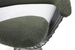 Warren Platner Warren Platner for Knoll Bronze Frame Dining Chairs in Deep Green Boucle - 4779104