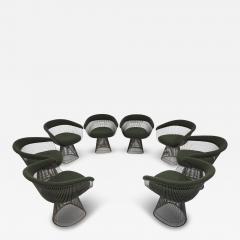 Warren Platner Warren Platner for Knoll Bronze Frame Dining Chairs in Deep Green Boucle - 4779187