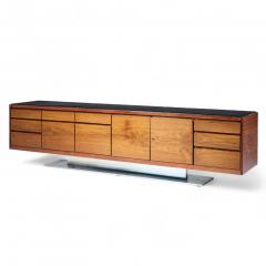Warren Platner Warren Platner for Lehigh Leopold Mid Century Rosewood and Leather Top Credenza - 4410688