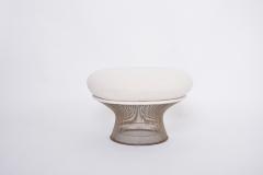 Warren Platner White reupholstered vintage Mid century ottoman by Warren Platner for Knoll - 3389024