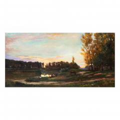 Washing Clothes by the River at Evening French Barbizon - 4446472