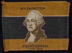 Washington Bicentennial 1732 1932 Parade Flag Printed Gold and Blue - 3949857