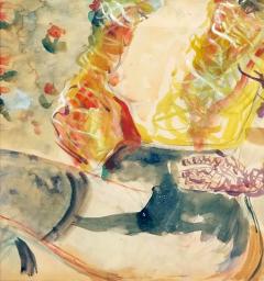 Watercolor by Constantin Terechkovitch Portrait of a Woman in a Hat and Dress  - 4084845