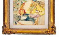 Watercolor by Constantin Terechkovitch Portrait of a Woman in a Hat and Dress  - 4084848